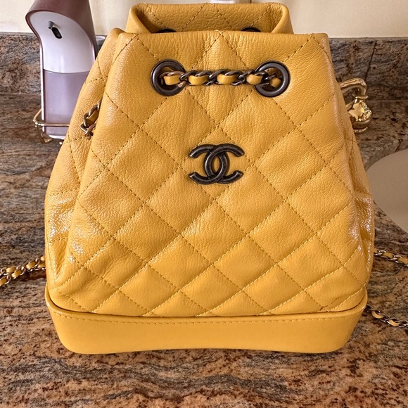 Vintage Chanel Flap Backpack Yellow Caviar Gold Hardware in 2023